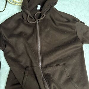 ROMWE Brown Zip-Up Hoodie Jacket